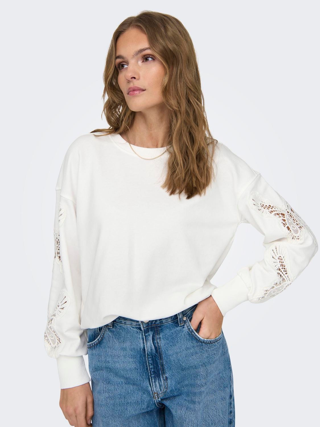 ONLY Cropped o-neck knit pullover -Cloud Dancer - 15315668