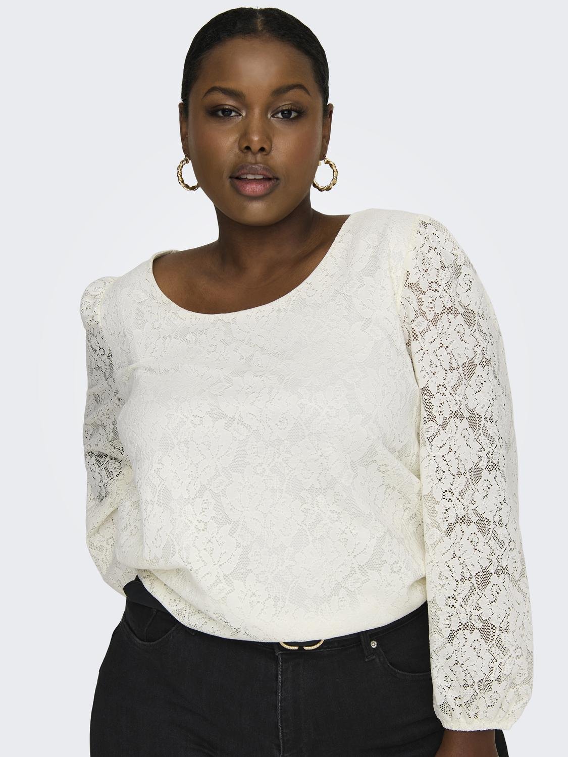 ONLY Curvy top with lace detail -Cloud Dancer - 15315695