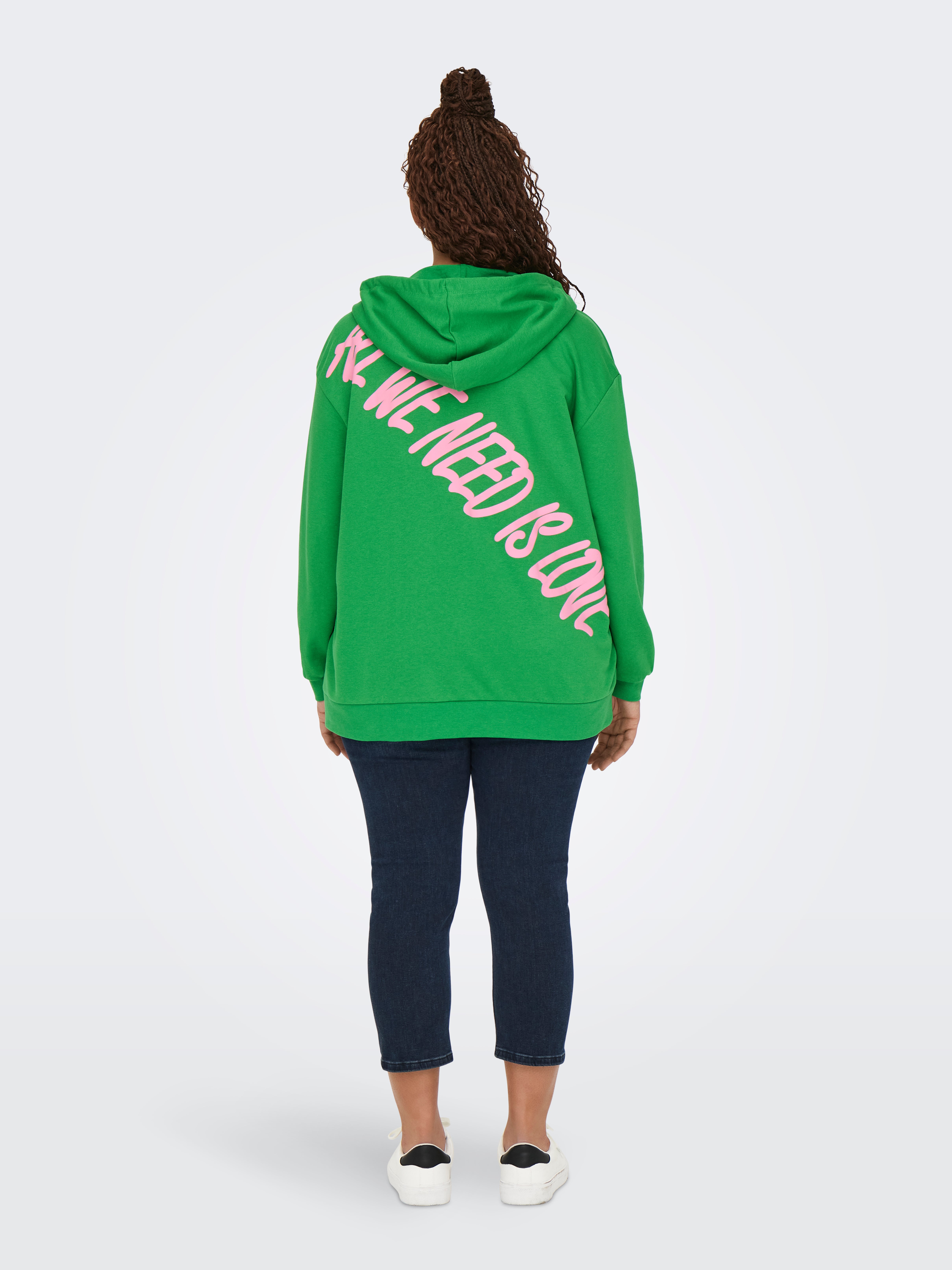 Locker geschnitten Kapuze Curve Elastische Bündchen Sweatshirt 