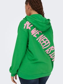 ONLY Oversized fit Hoodie Curve Manchetten met elastiek Sweatshirt -Green Bee - 15315773