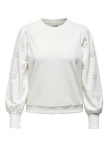 ONLY Regular Fit Round Neck Curve Elasticated cuffs Puff sleeves Sweatshirt -Cloud Dancer - 15315774