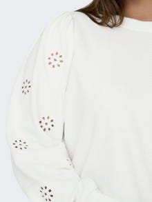 ONLY Regular Fit Round Neck Curve Elasticated cuffs Puff sleeves Sweatshirt -Cloud Dancer - 15315774