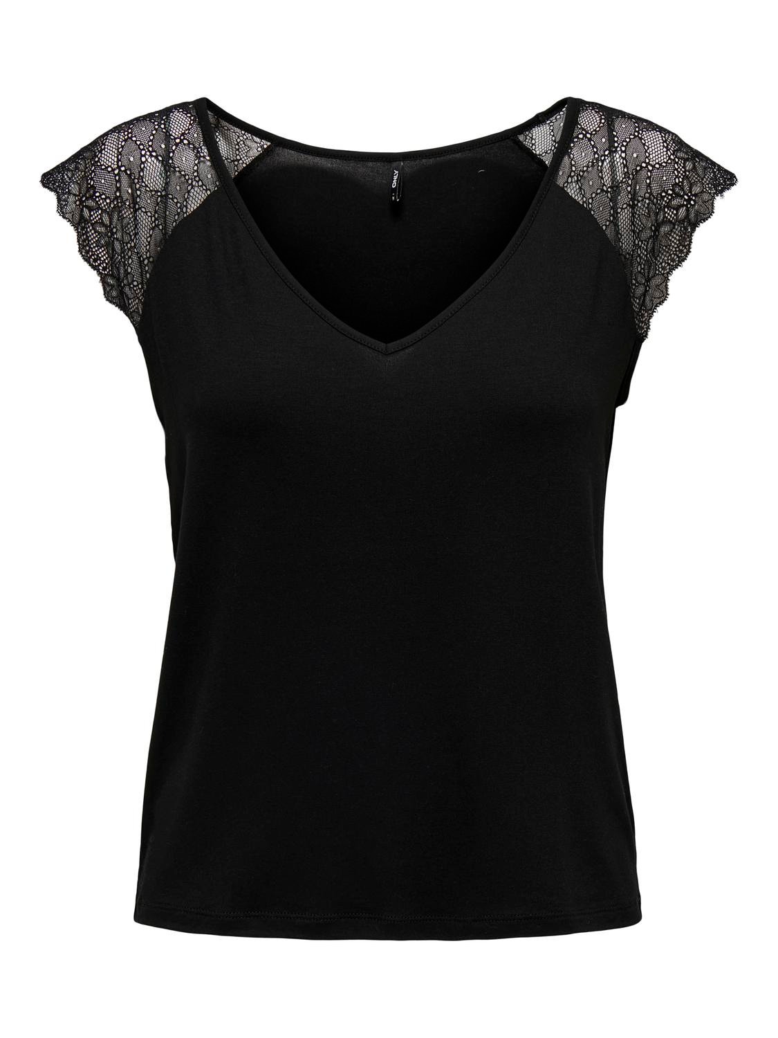 ONLY Tops Corte slim Cuello en V -Black - 15315803