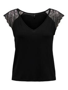ONLY Top Slim Fit Scollo a V -Black - 15315803