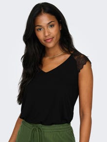 ONLY Tops Corte slim Cuello en V -Black - 15315803