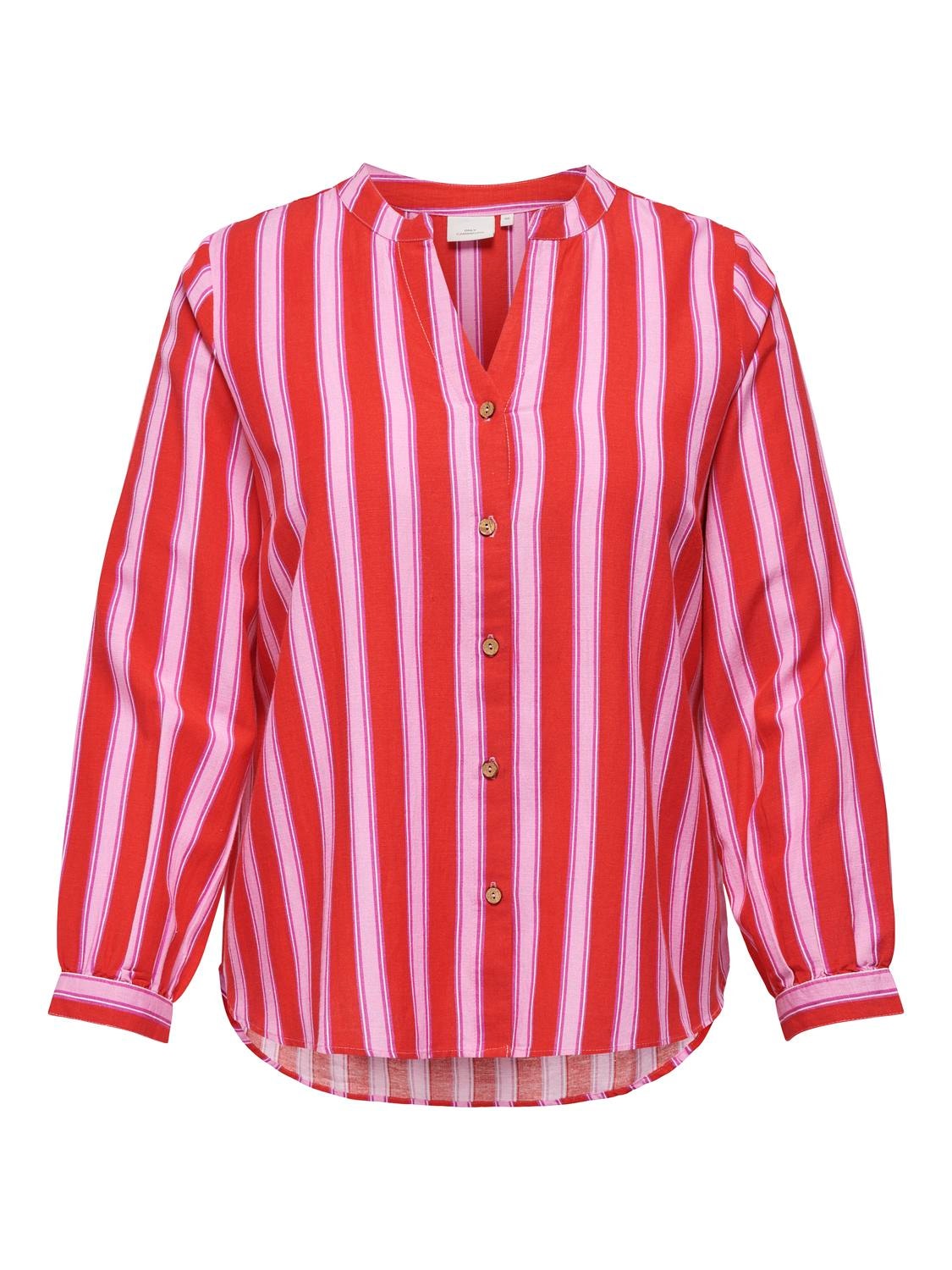 ONLY Regular Fit China Collar Buttoned cuffs Balloon sleeves Shirt -Flame Scarlet - 15315807