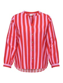 ONLY Regular Fit Kinakrage Mansjettknapper Ballongermer Skjorte -Flame Scarlet - 15315807