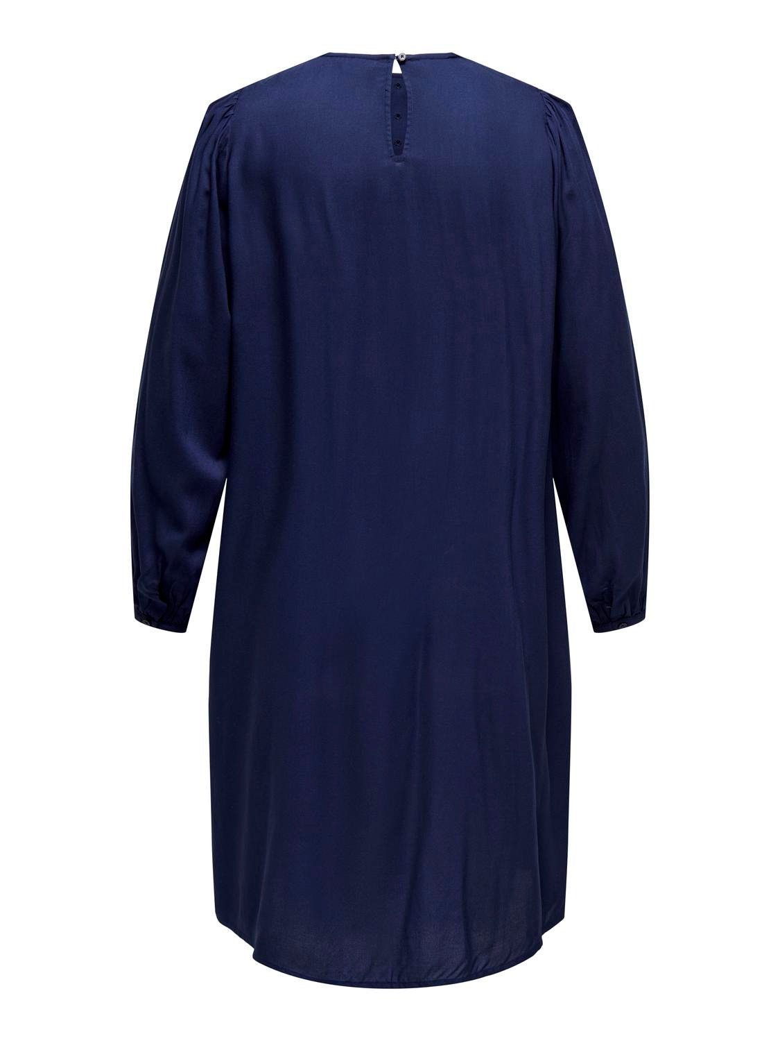 ONLY Regular Fit Round Neck Volume sleeves Midi dress -Naval Academy - 15315826