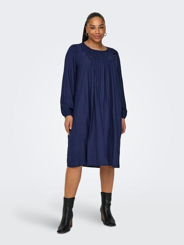 ONLY Regular Fit Round Neck Volume sleeves Midi dress - 15315826