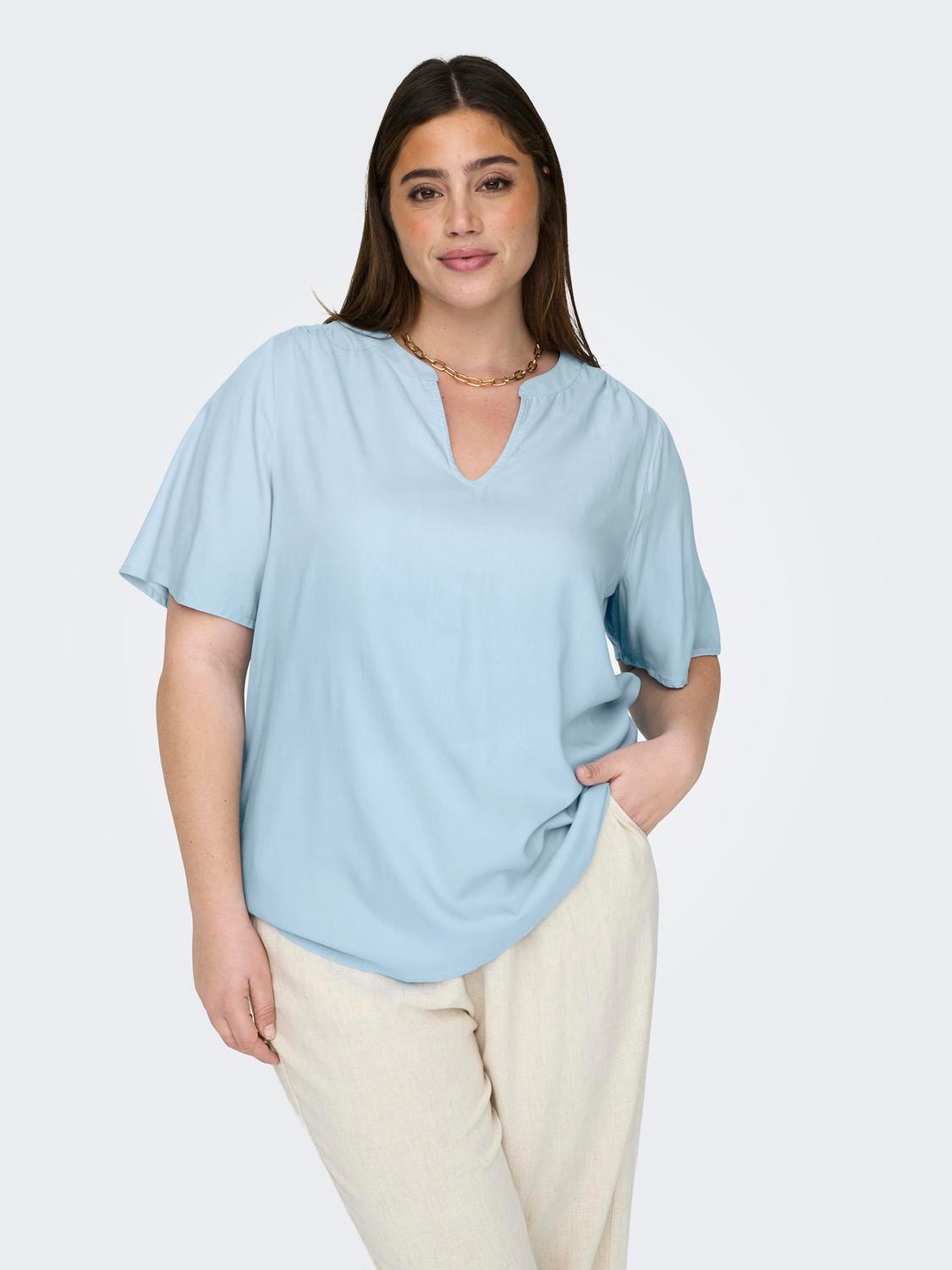 ONLY Top Regular Fit Scollo a V -Clear Sky - 15315829