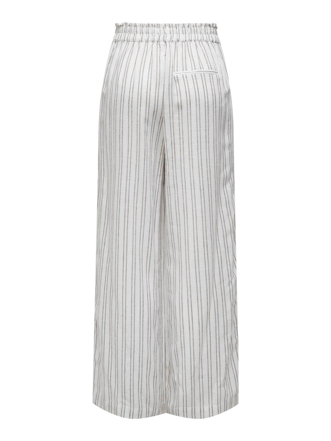 ONLY Linen pants with high waist -Bright White - 15315843