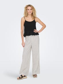 ONLY Linen pants with high waist -Bright White - 15315843