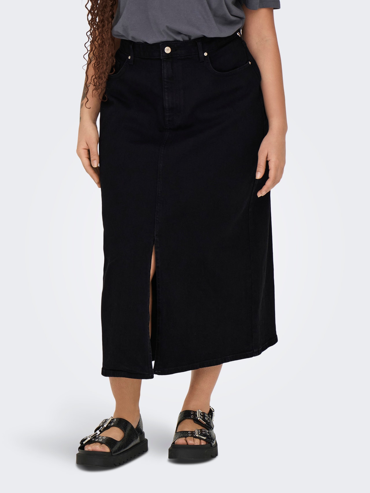 ONLY Curvy maxi denim skirt -Black Denim - 15315856