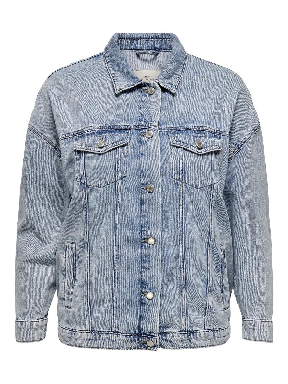 ONLY Spread collar Jacket -Light Blue Denim - 15315889