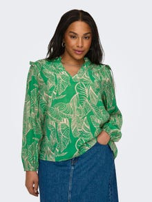 ONLY Curvy v-neck top with pattern -Green Bee - 15315996