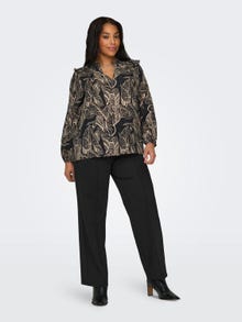 ONLY Curvy v-neck top with pattern -Black - 15315996