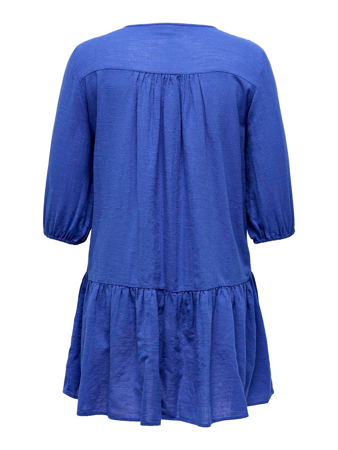 ONLY Regular fit O-hals Curve Manchetten met elastiek Volumineuze mouwen Korte jurk -Dazzling Blue - 15316028