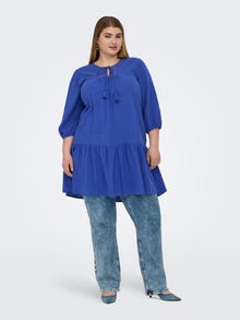 ONLY Normal geschnitten Rundhals Curve Elastische Bündchen Voluminöser Armschnitt Kurzes Kleid -Dazzling Blue - 15316028