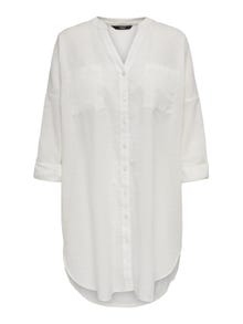 ONLY Loose Fit Button-down collar Curve Fold-up cuffs Shirt -Cloud Dancer - 15316031