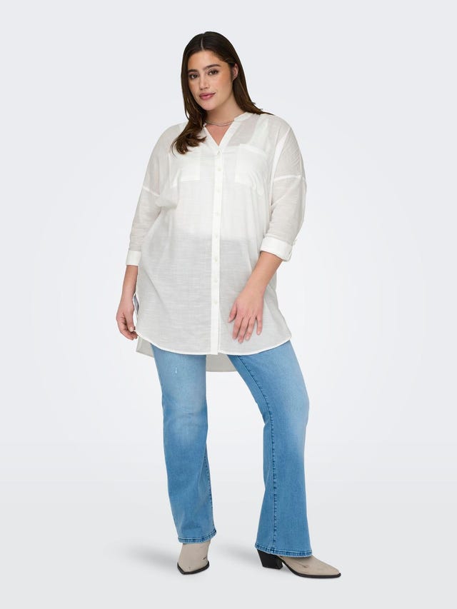 ONLY Loose Fit Button-down collar Curve Fold-up cuffs Shirt - 15316031