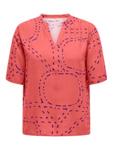 ONLY Curvy v-neck top with print -Rose of Sharon - 15316063