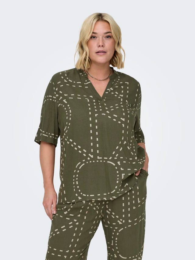 ONLY Curvy v-neck top with print - 15316063