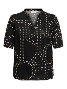 ONLY Curvy v-neck top with print -Black - 15316063