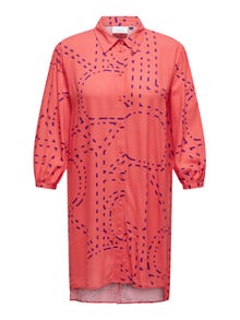 ONLY Normal passform Skjortkrage Rymliga ärmar Midiklänning -Rose of Sharon - 15316067