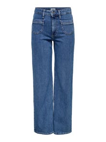 ONLY Plaša kāju piegulšana Augsts viduklis Džinsi -Medium Blue Denim - 15316072