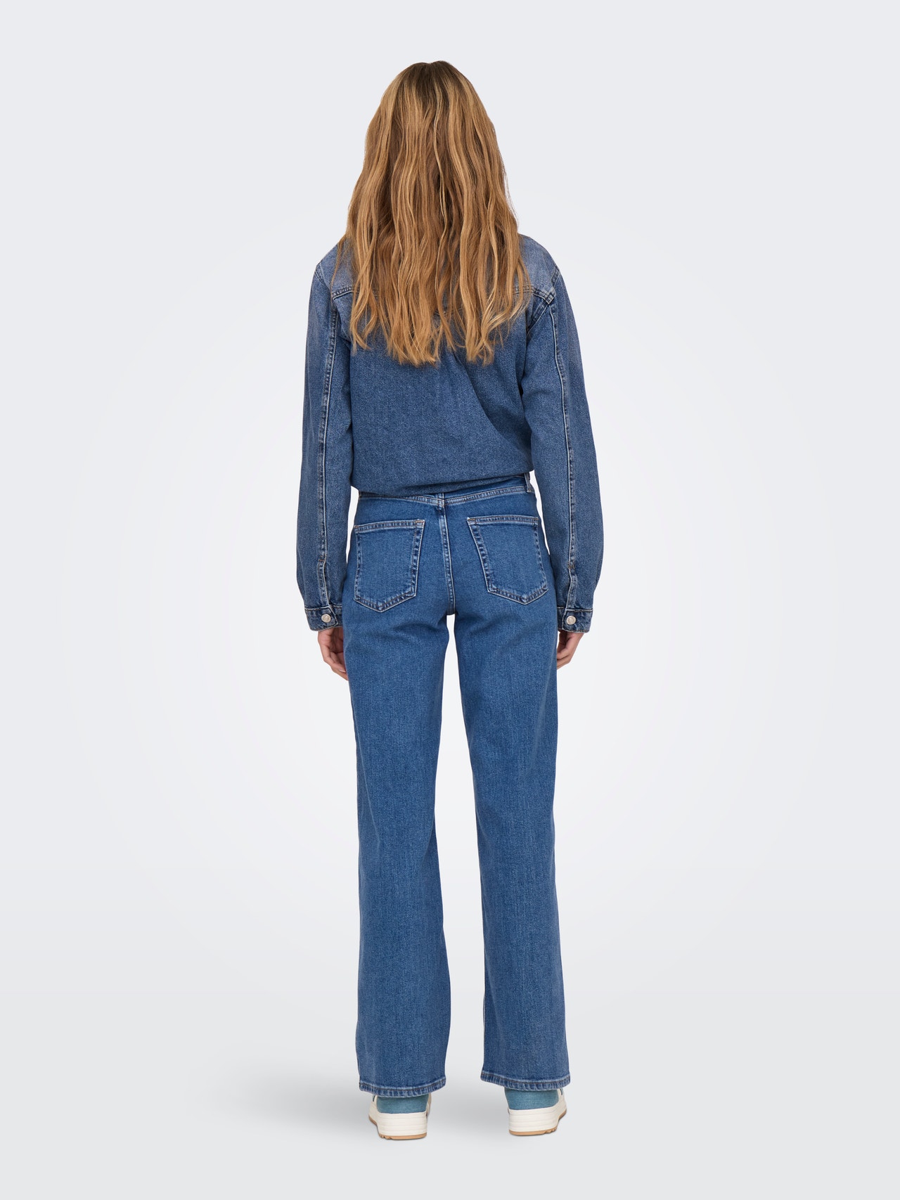 ONLY Plaša kāju piegulšana Augsts viduklis Džinsi -Medium Blue Denim - 15316072