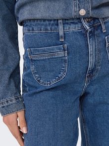 ONLY Plaša kāju piegulšana Augsts viduklis Džinsi -Medium Blue Denim - 15316072