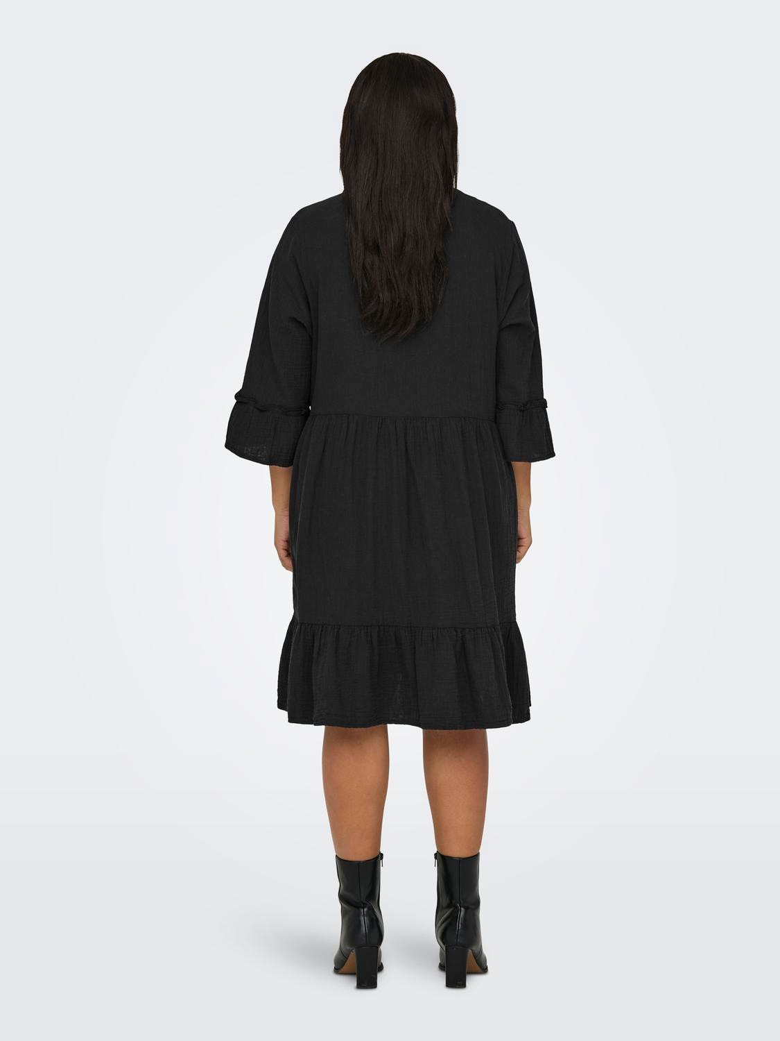 ONLY Regular Fit Split neck Curve Short dress -Black - 15316132