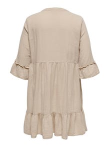 ONLY Regular Fit Split neck Curve Short dress -Oxford Tan - 15316132