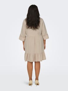 ONLY Regular fit Split hals Curve Korte jurk -Oxford Tan - 15316132