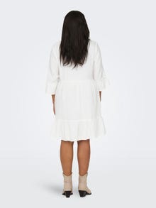 ONLY Regular Fit Splitthals Curve Kort kjole -Cloud Dancer - 15316132
