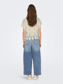 ONLY O-neck knitted top -Cloud Dancer - 15316182