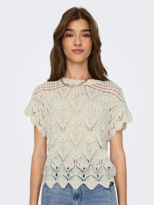 ONLY O-neck knitted top -Cloud Dancer - 15316182