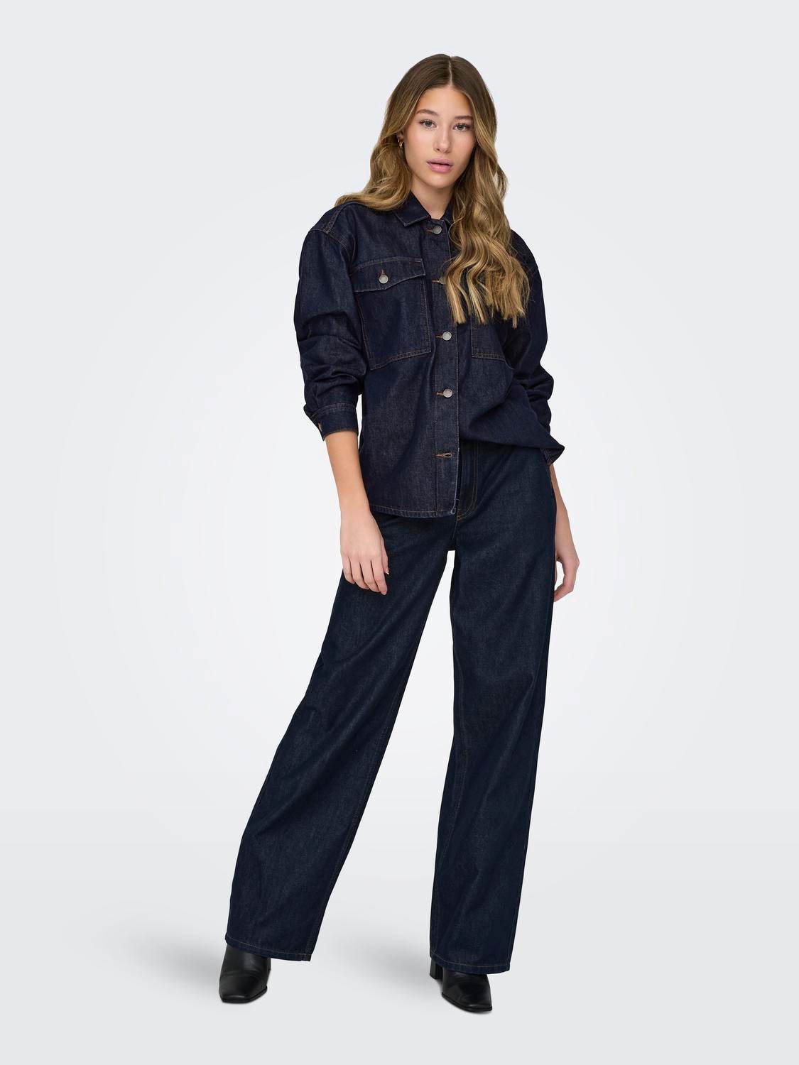 JDYSANSA Hohe Taille Weiter Beinschnitt Jeans