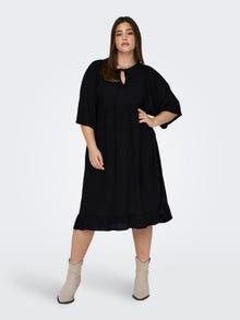 ONLY Curvy midi o-neck dress -Black - 15316237