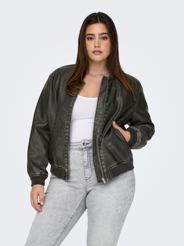 ONLY Curvy Faux leather bomber jacket - 15316382