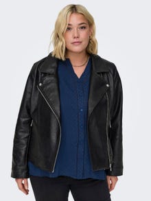 ONLY Curvy Faux leather biker jacket -Black - 15316438