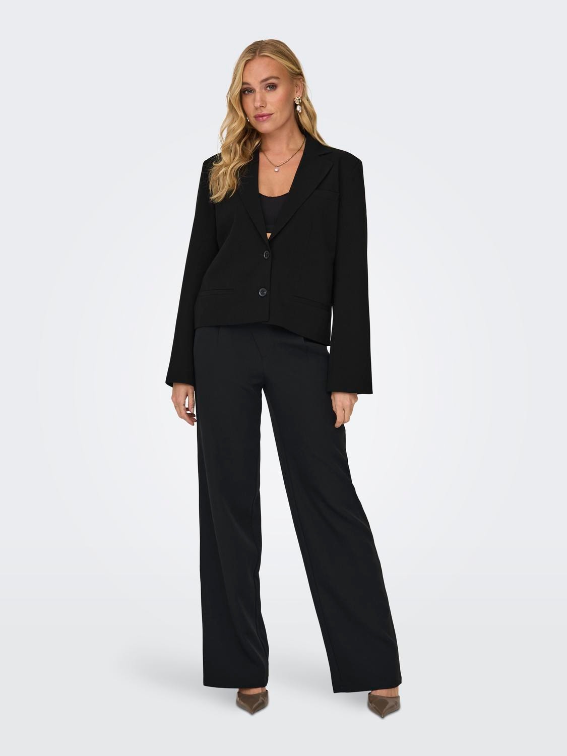 ONLY Straight Fit Mid waist Trousers -Black - 15316634