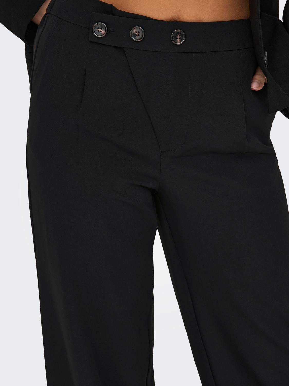 ONLY Straight Fit Mid waist Trousers -Black - 15316634