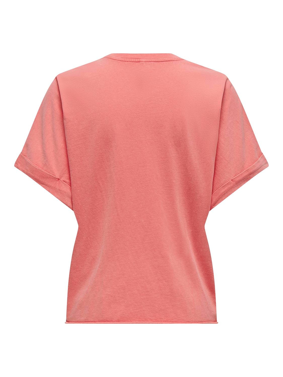 ONLY Regular Fit Round Neck T-Shirt -Rose of Sharon - 15316637