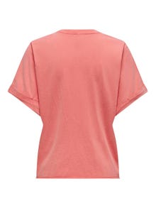 ONLY T-shirt med print og opsmøg på ærmerne -Rose of Sharon - 15316637