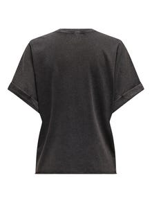 ONLY T-shirt med print og opsmøg på ærmerne -Black - 15316637