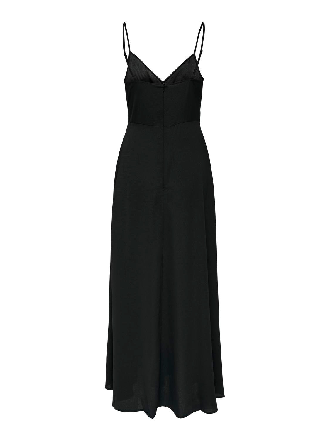 ONLY Normal geschnitten V-Ausschnitt Langes Kleid -Black - 15316806