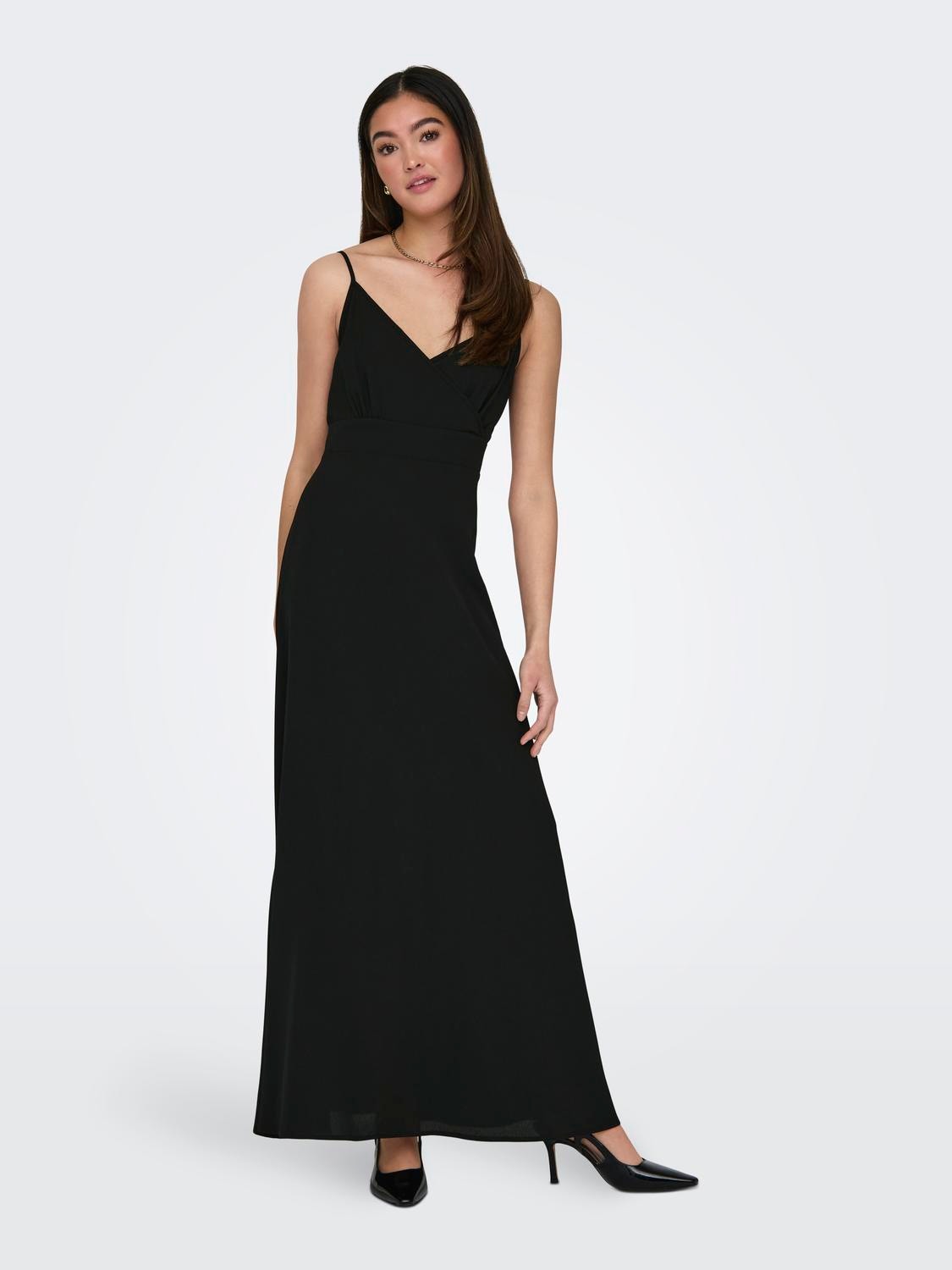 ONLY Regular Fit V-hals Lang kjole -Black - 15316806