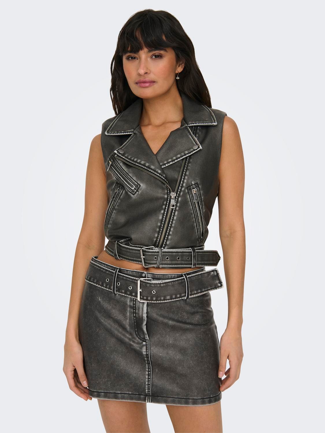 ONLY Faux leather gilet -Black - 15316827