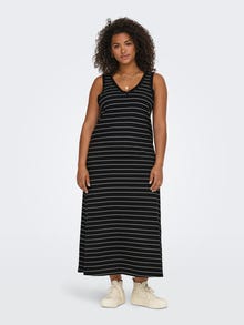 ONLY Curvy v-neck long dress -Black - 15316995